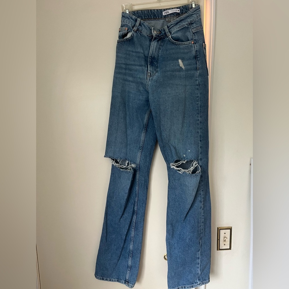 ZW THE ‘90S WIDE LEG JEANS Zara distressed high waisted jeans